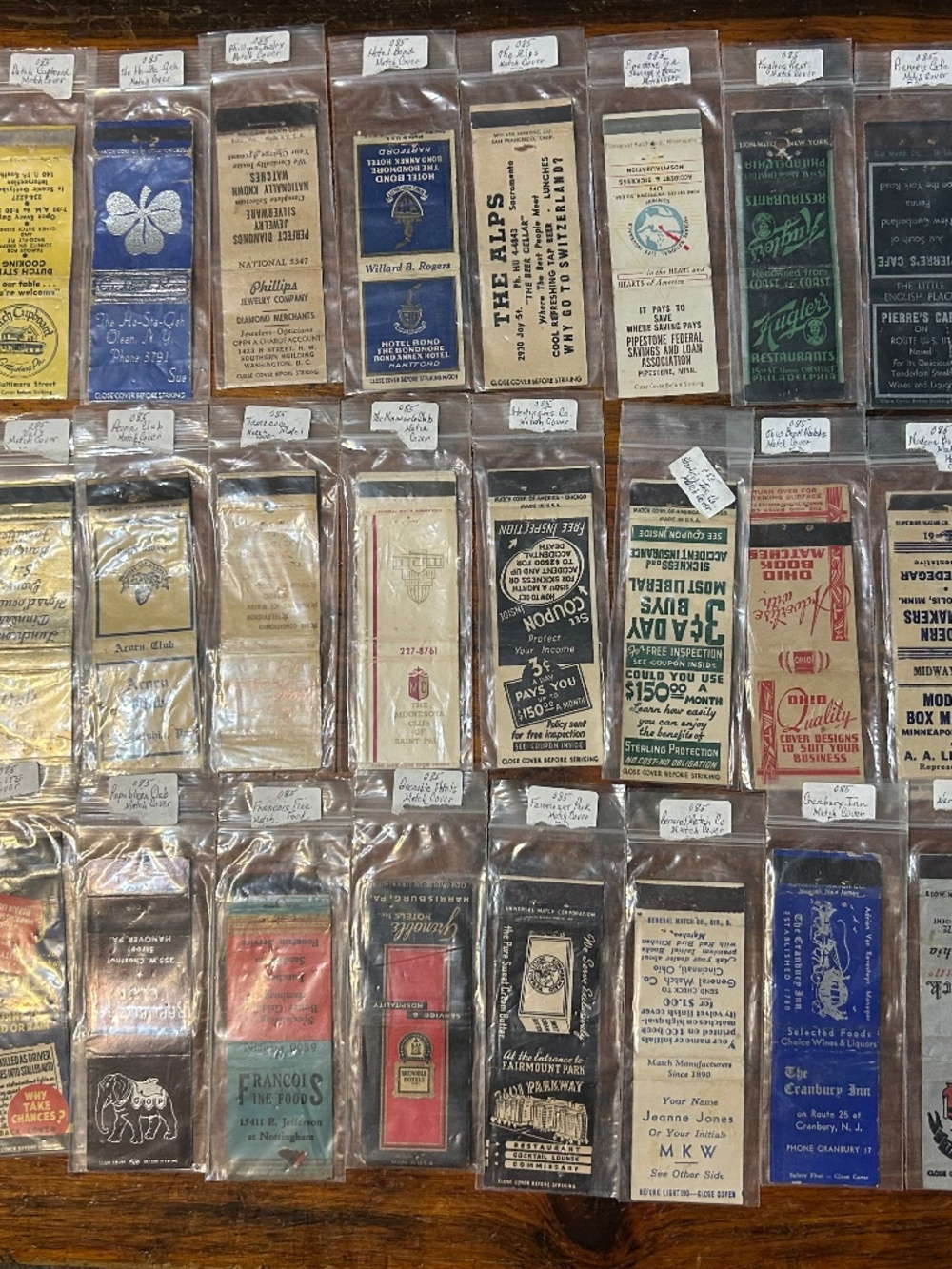 Lot of old matchbook covers